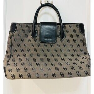 Dooney & Bourke‎ Purse Canvas Medium Handbag Black Logo Canvas Print Tote